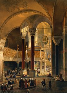 Haghia Sophia, galleria imperiale e palco, inciso da Louis Haghe, pubblicato 1852 da Gaspard Fossati