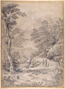 Strada di montagna che si snoda attraverso boschi e rocce da Gaspard Poussin Dughet
