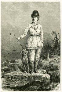Ritratto di Madame Marie De Ujfalvy-Bourdon, in abito da viaggio, con il suo cane, sposata con l