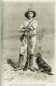 Ritratto del viaggiatore autore Carl Lumholtz (incisione)