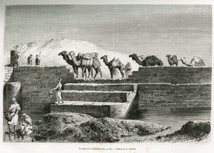 Il serbatoio di Abdallah (Arabia Saudita). Incisione di G.Vuillier, per illustrare la storia "pellegrinaggio al Nedjed, culla della razza araba", di Lady Anna Blunt, nel 1878-1879, pubblicata in Le tour du monde, sotto la direzione di Edouard Charton (1807 da Gaston Vuillier