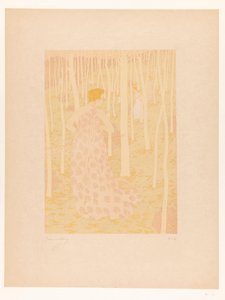 Donne a caccia in un bosco da Gaston de Latenay (signed by artist)