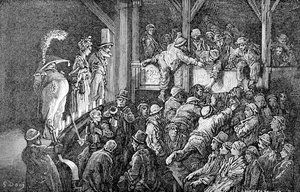 Il Penny Gaff, 1872 da Gauchard Brunier