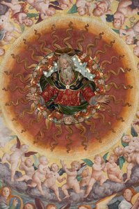 Assunzione della Beata Vergine, conosciuta come "Il coro degli angeli che suonano musica", Cupola del transetto, dal 1534 (dettaglio)