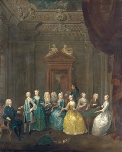 Ritratto della famiglia Porten che prende il tè in un interno sontuoso da Gawen Hamilton