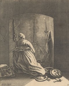 Una donna che cucina, Tavola 3 da Cinque Occupazioni Femminili, ca. 1640-57 da Geertruydt Roghman