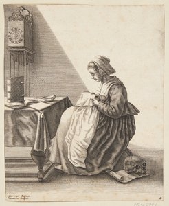 Una donna che piega da Geertruyt Roghman