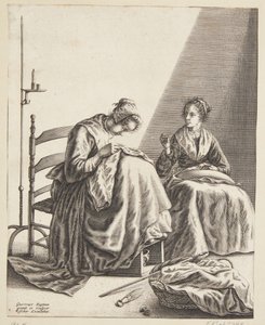 Due donne che cuciono da Geertruyt Roghman