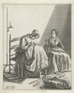 Due donne che cuciono da Geertryut Roghman