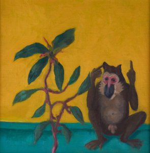 La scimmia dice no, 2024 (olio su tavola)