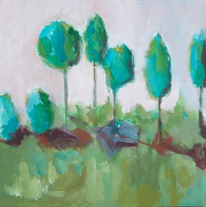 Fila di alberi (acrilico su tavola) da Genevieve French