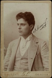 Ritratto del compositore Pietro Mascagni, c. 1890 da Genova . Photo studio Luzzati