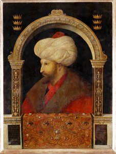 Sultano Mehmet II Fahti, Il conquistatore, il sultano della conquista di Costantinopoli... (olio su tela) da Gentile Bellini