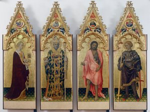 Quattro santi del Polittico Quaratesi, Santa Maria Maddalena, San Nicola di Bari, San Giovanni Battista e San Giorgio da Gentile da Fabriano