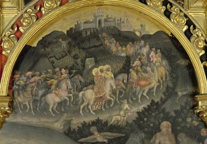 Adorazione dei Magi, dettaglio del viaggio a Gerusalemme (dettaglio) da Gentile da Fabriano