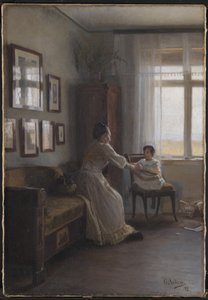 Interno con la moglie e il bambino dell