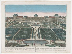 Vista del Palais des Tuileries a Parigi vista dal Jardin des Tuileries da Georg Balthasar Probst