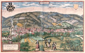 Budingen, Germania - in "Civitates Orbis Terrarum" di Georg Braun, Colonia 1617 da Georg Braun
