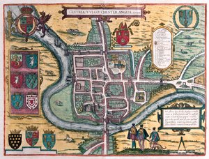 Chester - Gran Bretagna, in "Civitates Orbis Terrarum" di Georg Braun, Colonia 1617 da Georg Braun