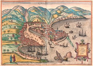 Chios, Grecia - in "Civitates Orbis Terrarum" di Georg Braun, Colonia 1617