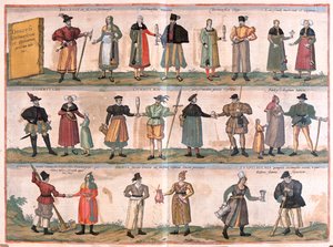 Costumi per uomini e donne - in "Civitates Orbis Terrarum" di Georg Braun, Colonia 1617