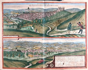 Eisenstadtt, Germania - Mannersdorf, Austria - in "Civitates Orbis Terrarum" di Georg Braun, Colonia 1617 da Georg Braun