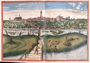 Enns, Austria - in "Civitates Orbis Terrarum" di Georg Braun, Colonia 1617 da Georg Braun