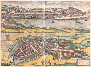 Flensburg - Itzehoe, Germania - in "Civitates Orbis Terrarum" di Georg Braun, Colonia 1617 da Georg Braun