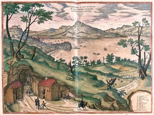 Golfo di Napoli e Vesuvio - in "Civitates Orbis Terrarum" di Georg Braun, Colonia 1617 da Georg Braun