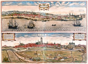 Helsingor (Helsimor - Amleto), Danimarca - in "Civitates Orbis Terrarum" di Georg Braun, Colonia 1617 da Georg Braun