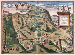Kalwarya Zebrzydowka (a sud-est di Cracovia), Polonia - in "Civitates Orbis Terrarum" di Georg Braun, Colonia 1617