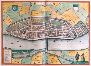 Kampen e il fiume Ysel, Paesi Bassi - in "Civitates Orbis Terrarum" di Georg Braun, Colonia 1617 da Georg Braun