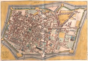 Lucca, Italia - in "Civitates Orbis Terrarum" di Georg Braun, Colonia 1617 da Georg Braun