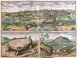 Montpellier, Tours e Poitiers, Francia - in "Civitates Orbis Terrarum" di Georg Braun, Colonia, 1617.