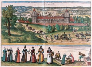 Nonsuch (palazzo nel Surrey), Inghilterra - in "Civitates Orbis Terrarum" di Georg Braun, Colonia 1617 da Georg Braun