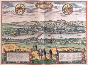 Passau, Germania - in "Civitates Orbis Terrarum" di Georg Braun, Colonia 1617