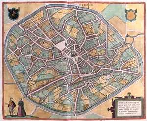Tienen, Belgio, in "Civitates Orbis Terrarum" di Georg Braun, Colonia 1617 da Georg Braun