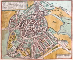 Vicenza, Italia - in "Civitates Orbis Terrarum" di Georg Braun, Colonia 1617 da Georg Braun