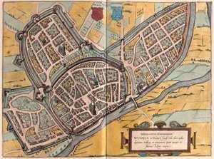 Wesel, nel Nordrhein Westfalia, Germania - in "Civitates Orbis Terrarum" di Georg Braun, Colonia 1617