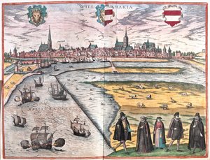 Wismar, Germania - in "Civitates Orbis Terrarum" di Georg Braun, Colonia 1617 da Georg Braun