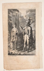 Illustrazione con signore e signora in un paesaggio da Georg Christian Schule