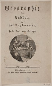 Pagina del titolo con vignetta per "Geografia per tutti" da Georg Christian Schule