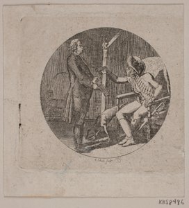 Vignetta con prete e uomo anziano da Georg Christian Schule