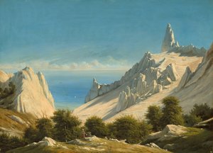 Vista di Sommerspiret, le scogliere di Møn da Georg Emil Libert