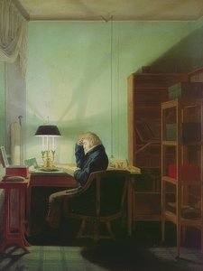 Lettore alla luce della lampada da Georg Friedrich Kersting