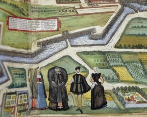 BRAUN, George (1541-1622). ORTELIUS, Abraham (1527-1598). HOGENBERG, Franz (1535-1590). Civitatis Orbis Terrarum (Theatrum orbis terrarum). 1572-1617. Anversa (1572). Dettaglio inferiore. Volume I. Acquaforte. SPAGNA. CASTIGLIA E LEON. Salamanca. Bibliotec da Georg Hogenberg Franz (1535 90) & Ortelius Abraham (1527 98) Braun