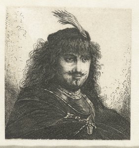 Autoritratto (?) con cappello piumato e sciabola abbassata