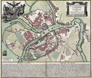 Mappa di San Pietroburgo (Russia) da Georg Matthäus Seutter