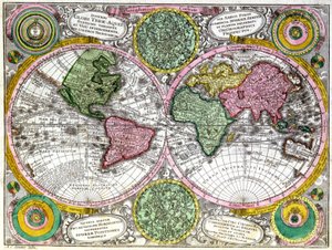 Mappa del mondo e planisfero celeste da Georg Matthäus Seutter