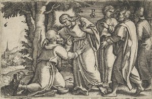 Cristo guarisce il lebbroso, dalla Storia di Cristo da Georg Pencz